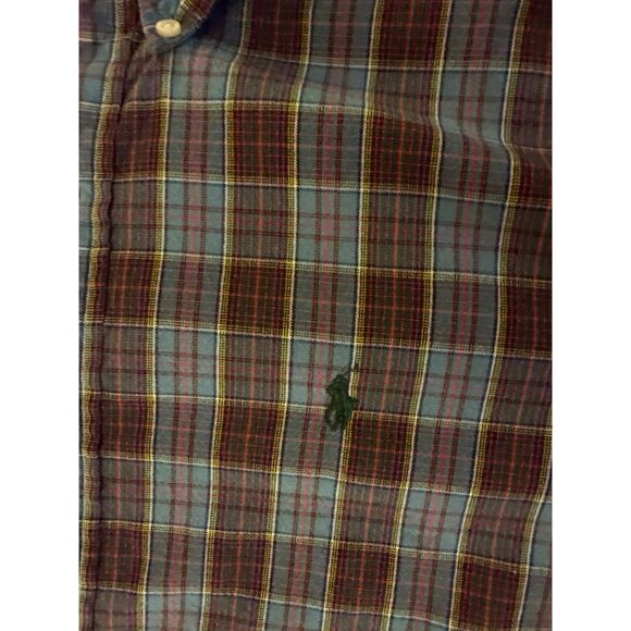Ralph Lauren Plaid Button-Down Long Sleeve Shirt 100% Cotton Size Medium - Picture 6 of 8